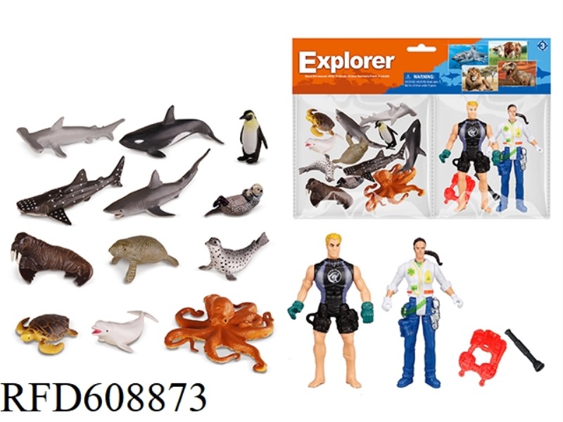 HUNTING DOLL CLIP HEAD EXPLOSION-PROOF BAG TWO HUNTING DOLLS + MARINE ANIMALS