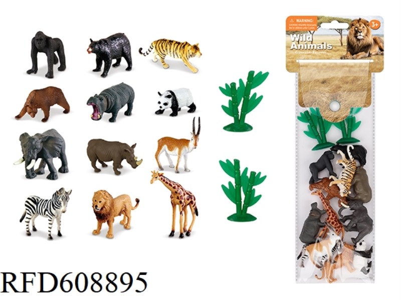 14PCS SIMULATED SOLID LAND ANIMALS