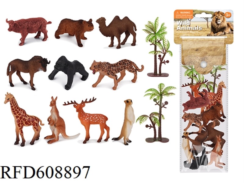 12PCS SIMULATED SOLID LAND ANIMALS
