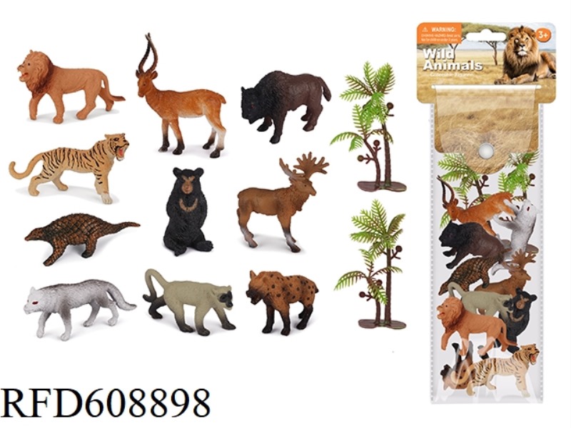 12PCS SIMULATED SOLID LAND ANIMALS