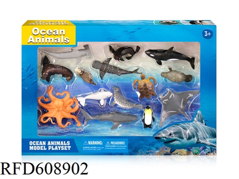 14PCS SIMULATED SOLID MARINE ANIMALS