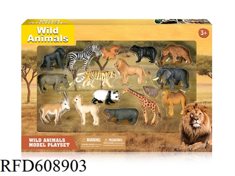 16PCS SIMULATED SOLID LAND ANIMALS