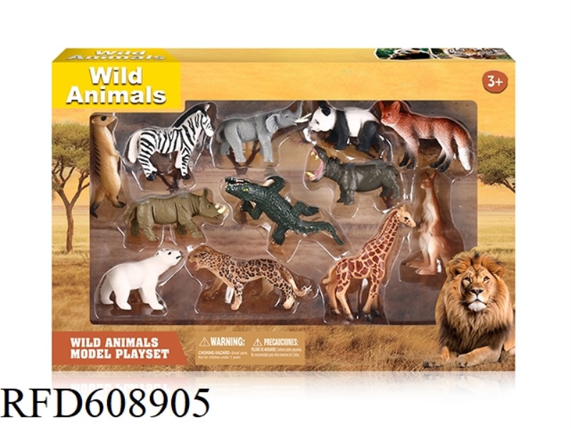 12PCS SIMULATED SOLID LAND ANIMALS