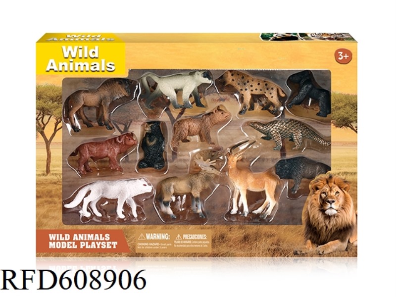 12PCS SIMULATED SOLID LAND ANIMALS