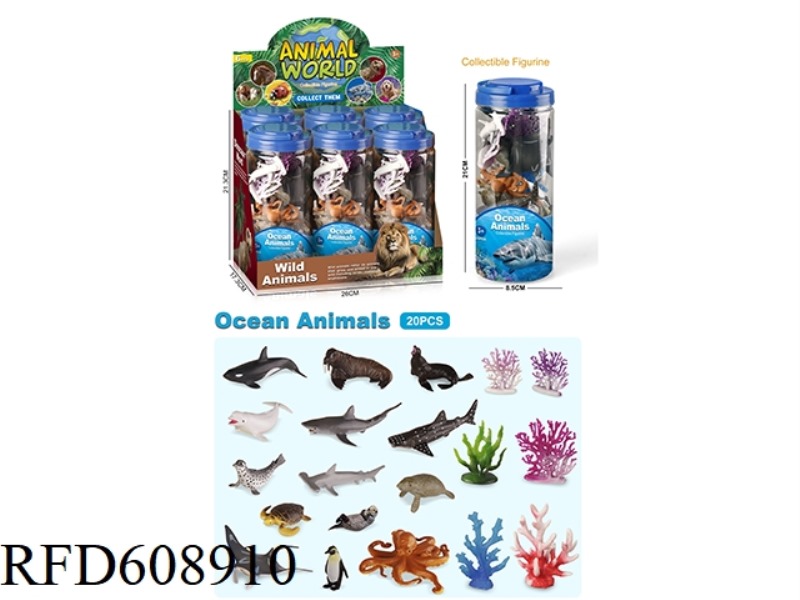 20PCS SOLID MARINE ANIMAL SIMULATION 6 BOTTLES