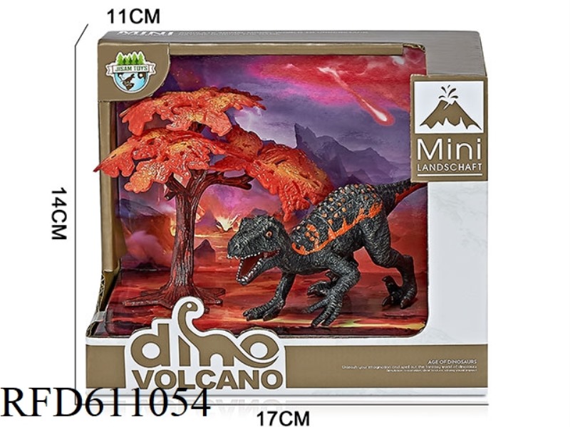 VOLCANO BOX DINOSAUR SCENE (RAMPAGING VELOCIRAPTOR)