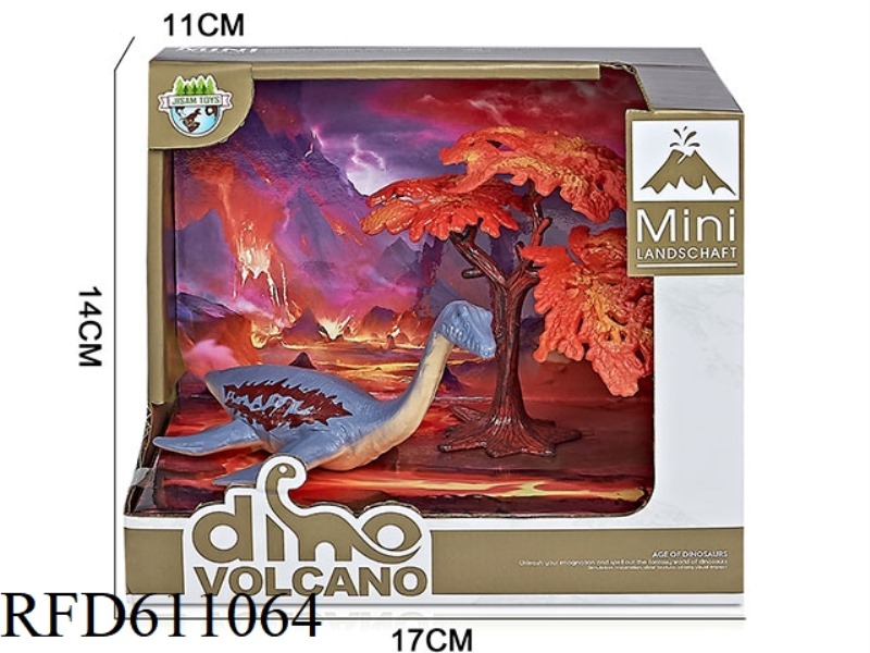VOLCANO BOX DINOSAUR SCENE (SNAKE NECKED DRAGON)