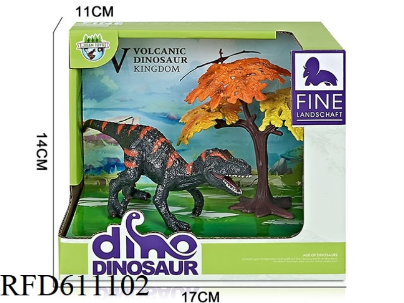 CARTOON BOX DINOSAUR SCENE (TYRANNICAL VELOCIRAPTOR)