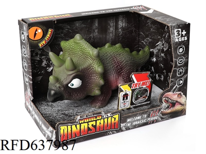 SOFT RUBBER DINOSAUR TRICERATOPS TOUCH BAND SOUND IC