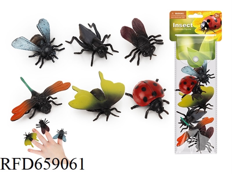 SIX SIMULATED SOLID FINGER INSECTS
