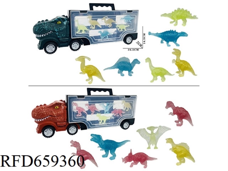 THE DINOSAUR WAS CARRYING SIX GLOW-IN-THE-DARK DINOSAURS