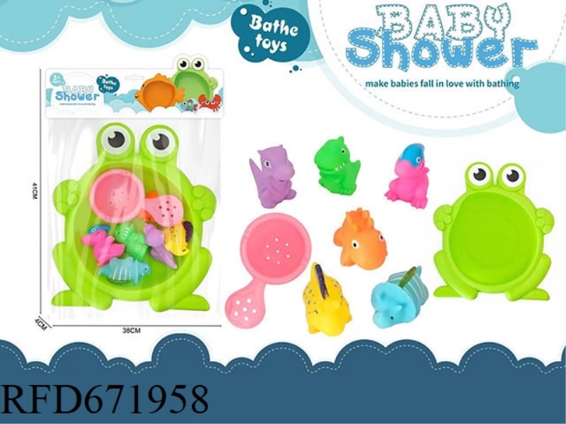 FROG BATHTUB WITH VINYL DINOSAUR