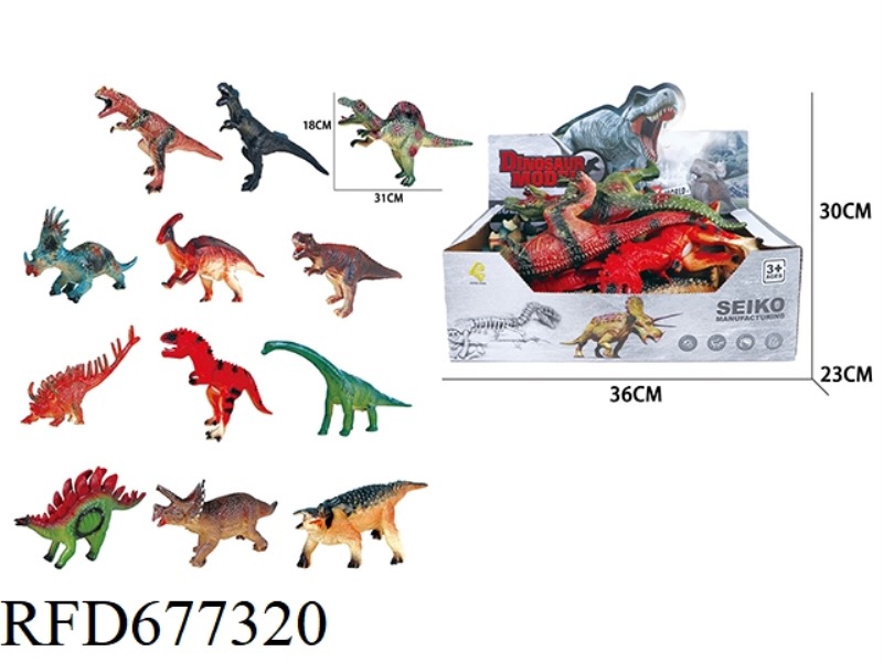 TWELVE RUBBER-LINED DINOSAURS