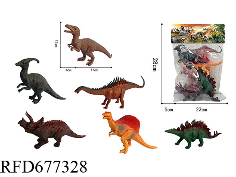 SIX SIMULATED DINOSAURS