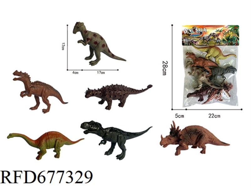 SIX SIMULATED DINOSAURS