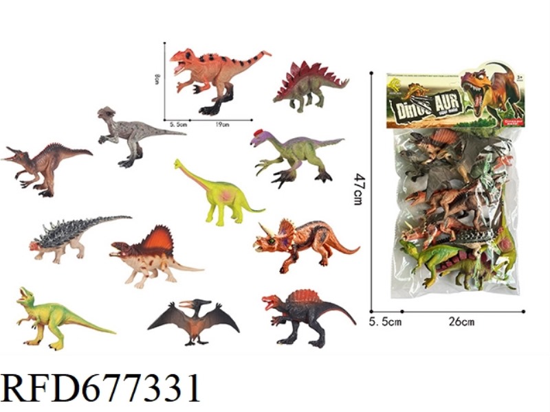 TWELVE SOLID DINOSAURS