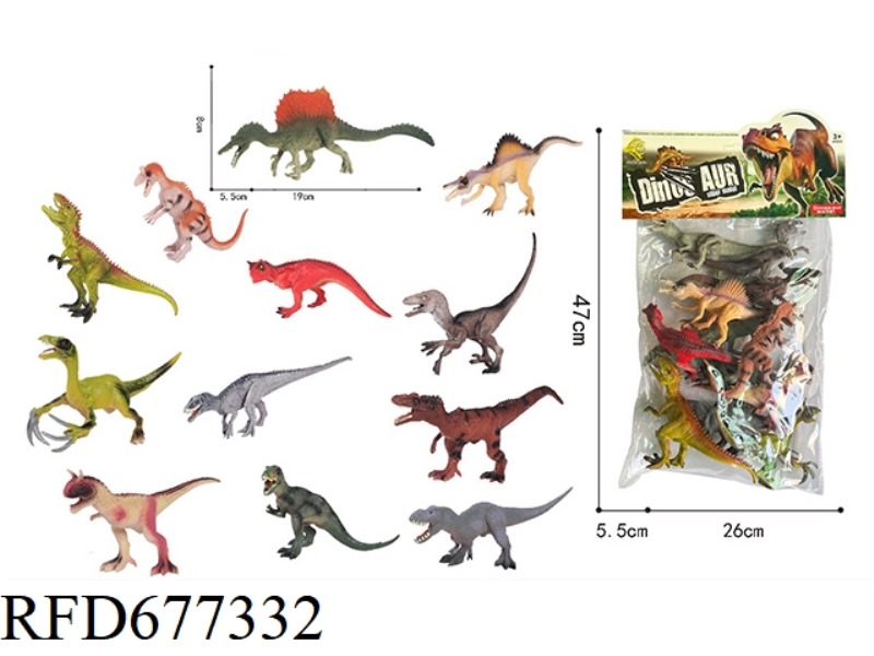 TWELVE SOLID DINOSAURS