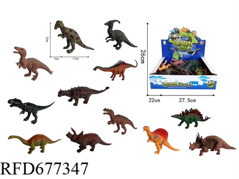TWELVE SIMULATED DINOSAURS