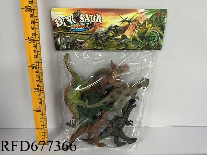 SIX SIMULATED DINOSAURS