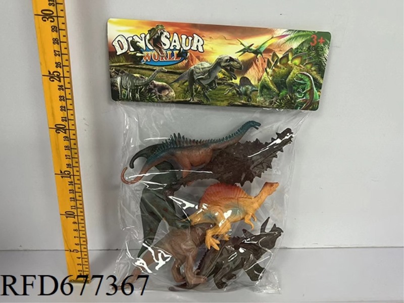 SIX SIMULATED DINOSAURS