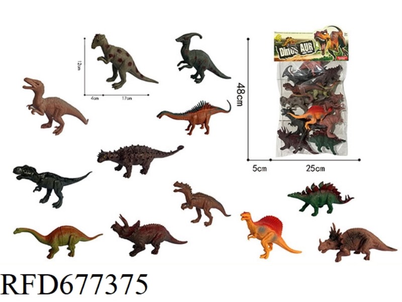 TWELVE SIMULATED DINOSAURS