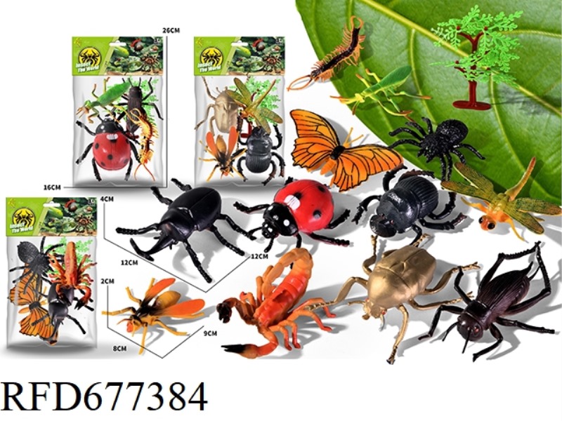 FOUR ARTIFICIAL INSECTS PLUS ONE TREE