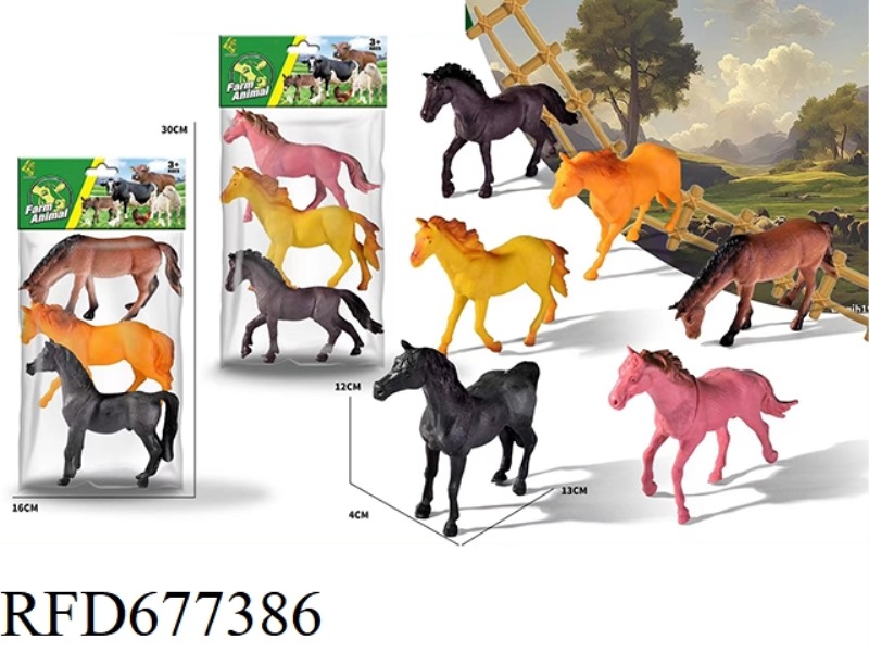 THREE HORSES ARE MIXED IN TWO DIFFERENT STYLES