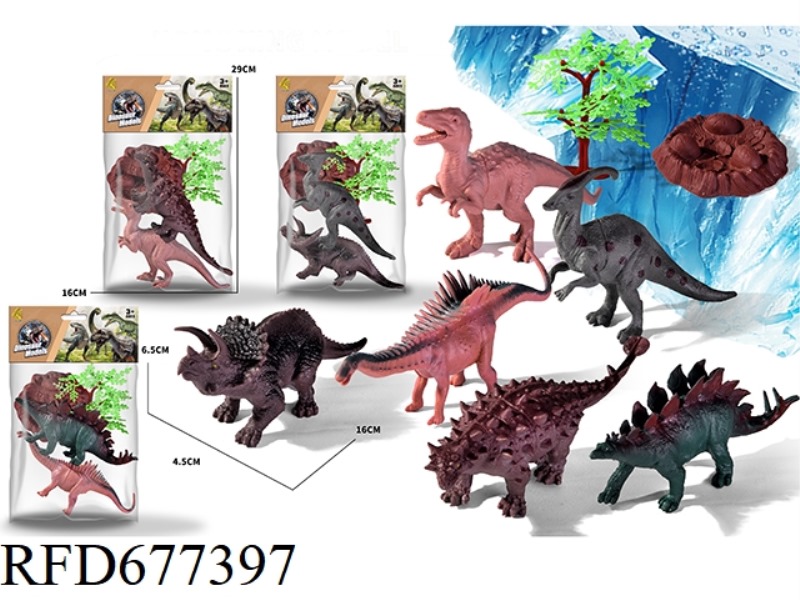 2 DINOSAURS +1 EGG NEST +1 TREE - 3 MIXED STYLES