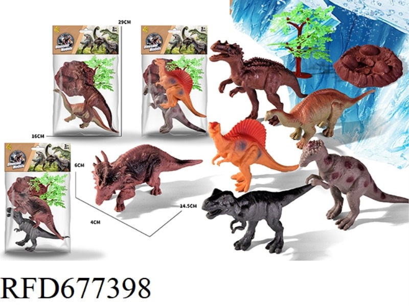 2 DINOSAURS +1 EGG NEST +1 TREE - 3 MIXED STYLES