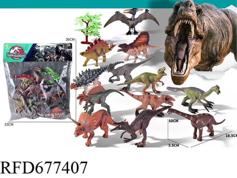 TWELVE SIMULATED DINOSAURS