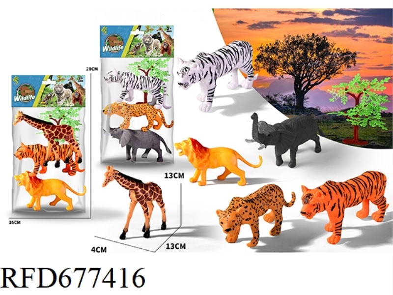 TWO TYPES OF THREE SIMULATED ANIMALS ARE MIXED TOGETHER