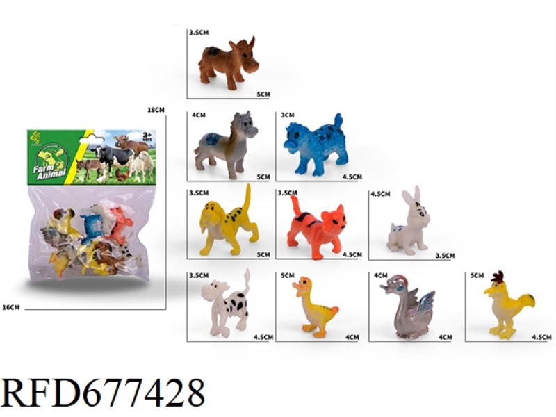 TEN CARTOON FARM ANIMALS