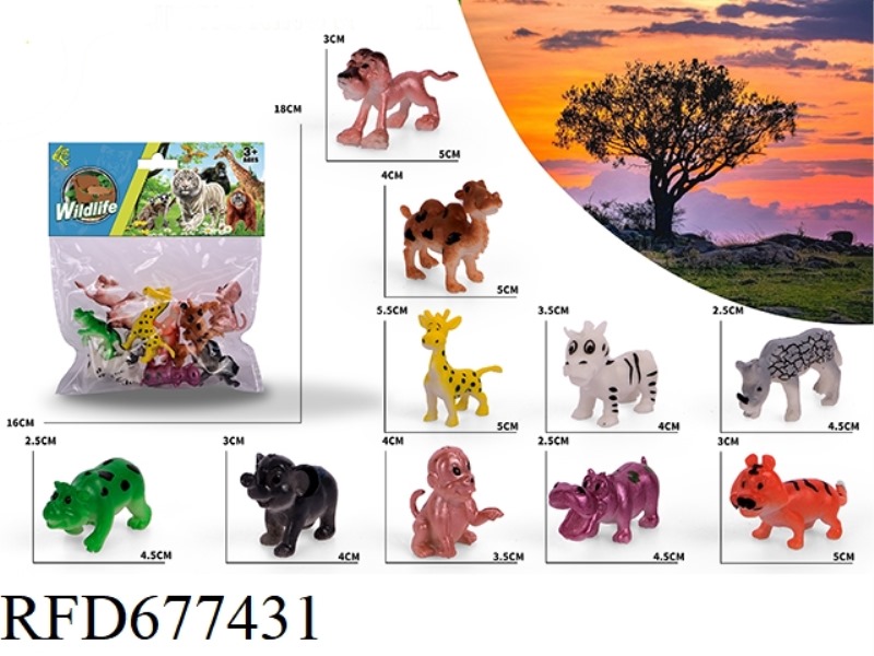 TEN CARTOON WILD ANIMALS