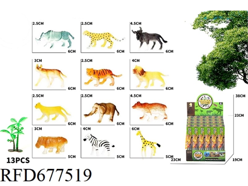 12 WILD ANIMALS PLUS 1 TREE, 24 TUBES PER BOX