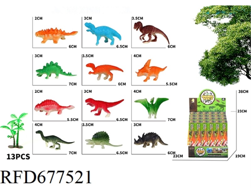 12 DINOSAURS PLUS 1 TREE, 24 TUBES PER BOX
