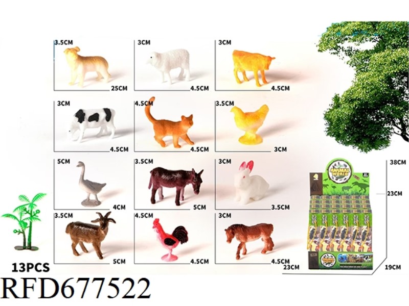 12 RANCH ANIMALS PLUS 1 TREE 24 TUBES PER BOX