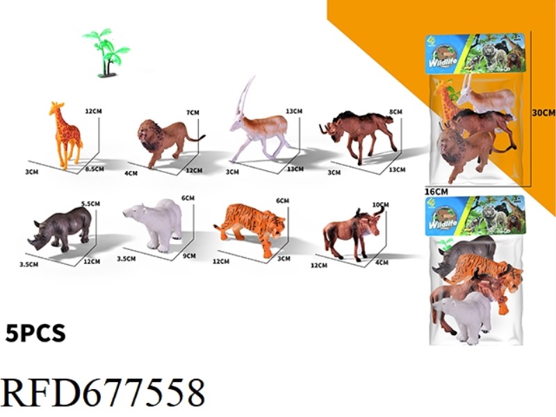 FOUR WILD ANIMALS ARE MIXED IN TWO DIFFERENT STYLES
