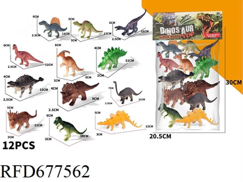 TWELVE SOLID DINOSAURS