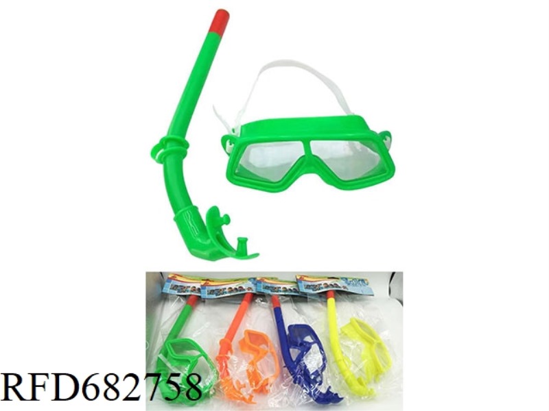 A TWO-PIECE SET OF DIVING GOGGLES AND BREATHING TUBES