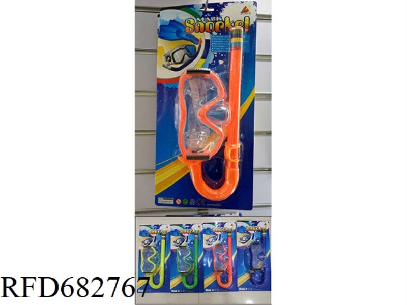 A TWO-PIECE SET OF DIVING GOGGLES AND BREATHING TUBES