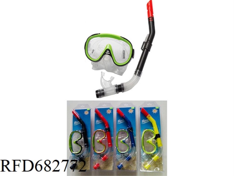 A TWO-PIECE SET OF DIVING GOGGLES AND BREATHING TUBES
