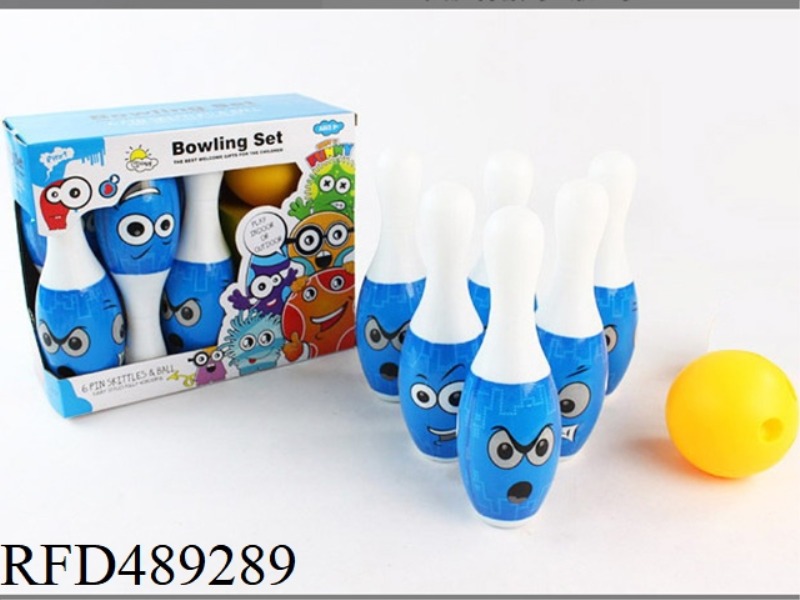 19CM SMILEY FACE BOWLING 6 PINS 1 BALL