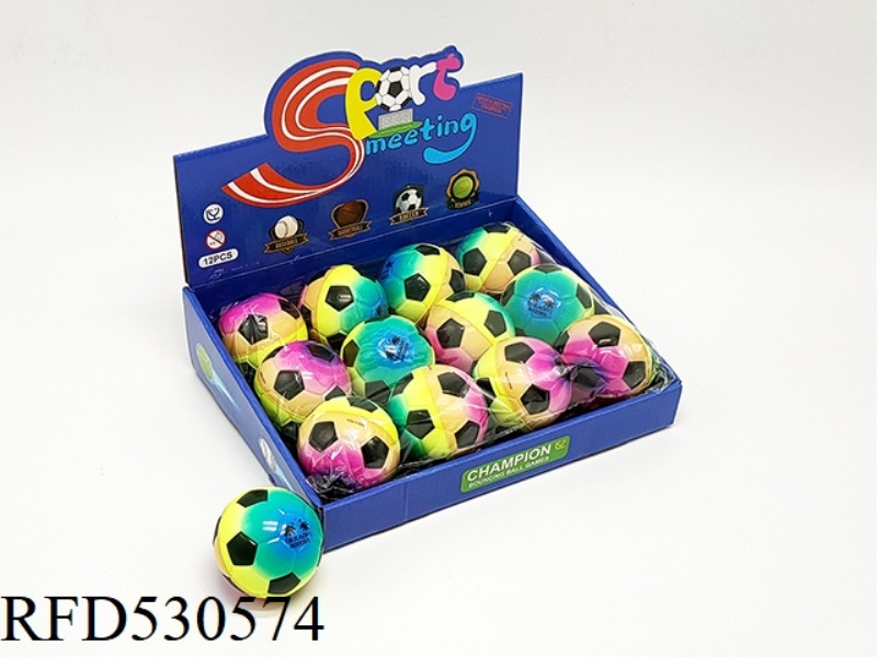 12 6.3CM HIGH BOUNCE RAINBOW SOCCER BALLS