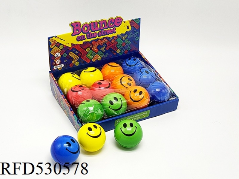 12 HIGH BOUNCE SMILEY BALL 6.3CM