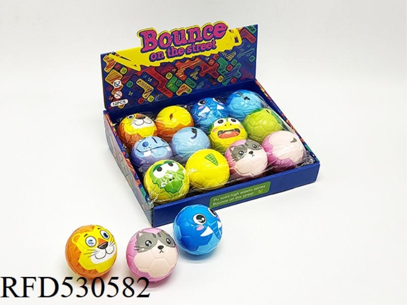 12 6.3CM HIGH BOUNCY ANIMALS HEADED THE BALL