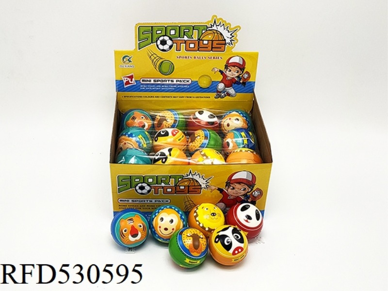 24 6.3CM PU BALLS WITH MULTIPLE ANIMAL HEADS