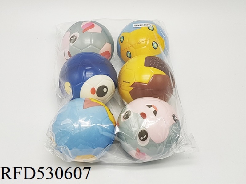 6 10CM CARTOON ANIMAL PU BALLS
