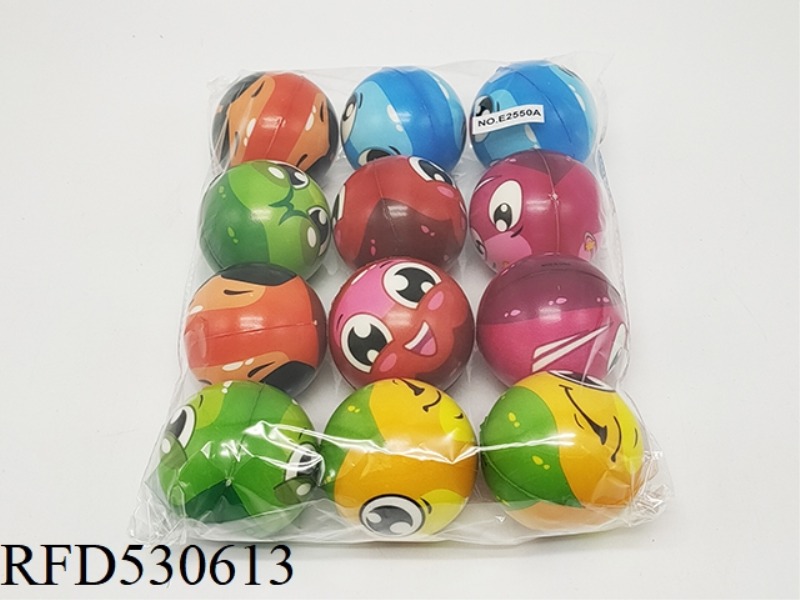 12 6.3CM PU BALLS WITH MULTIPLE EXPRESSIONS