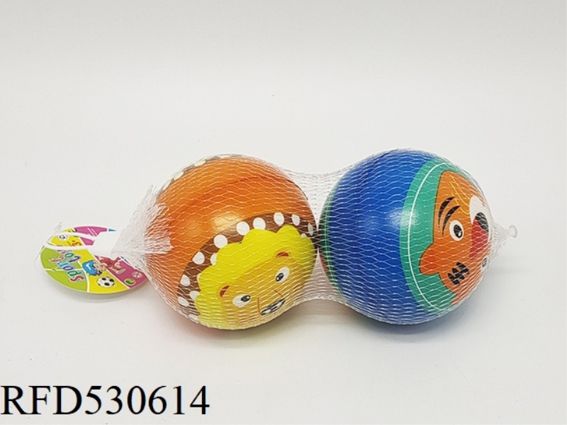 2 PU BALLS WITH MORE THAN 10CM ANIMAL HEADS