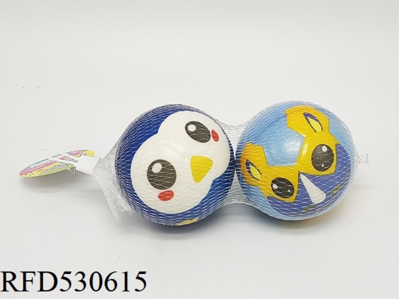 2 PU BALLS WITH 10CM CARTOON ANIMAL HEADS